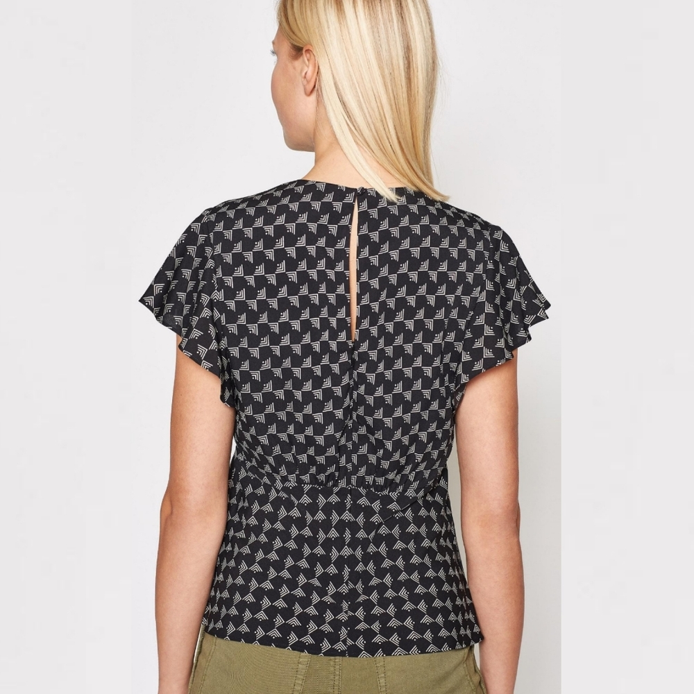 🆕SALE Joie Ansell Flutter Sleeve Geometric Blouse - Picture 2 of 7